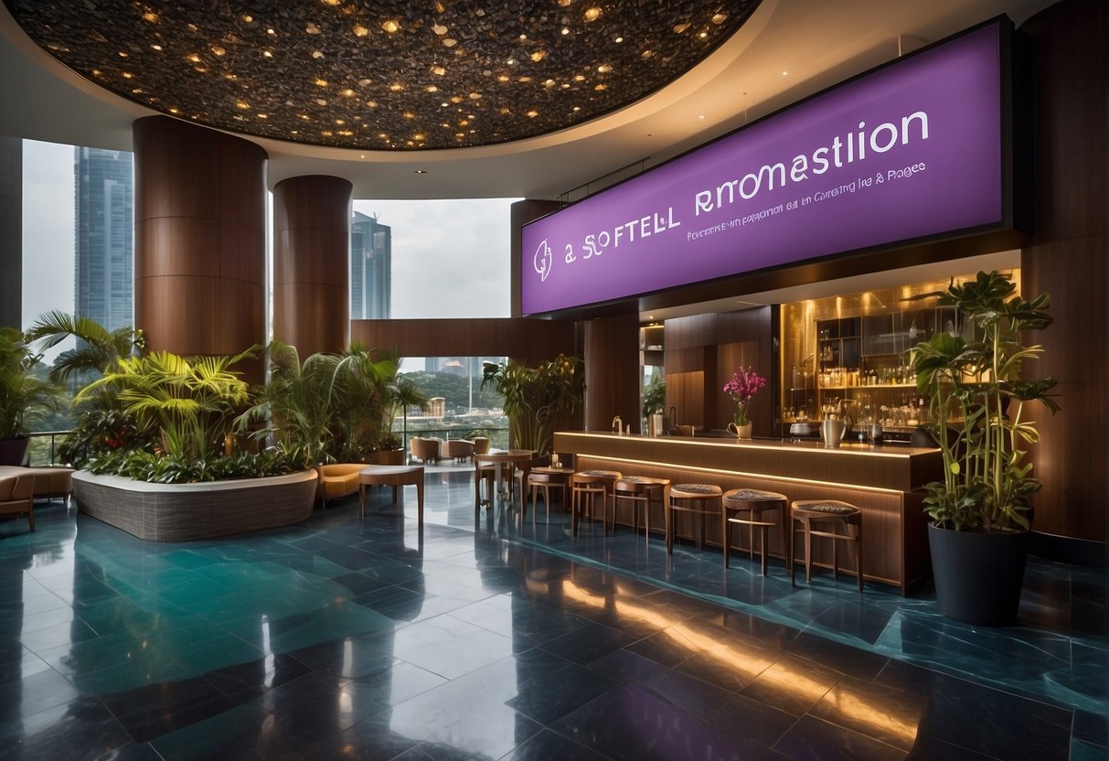 A colorful display of frequently asked questions about Sofitel promotions in Singapore, with bold text and eye-catching graphics