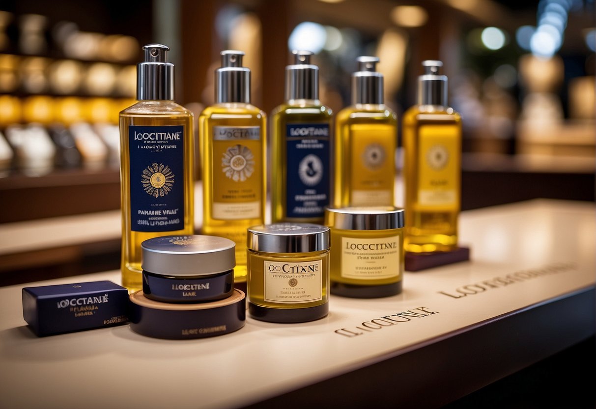 A display of L'Occitane promotions in Singapore, featuring frequently asked questions