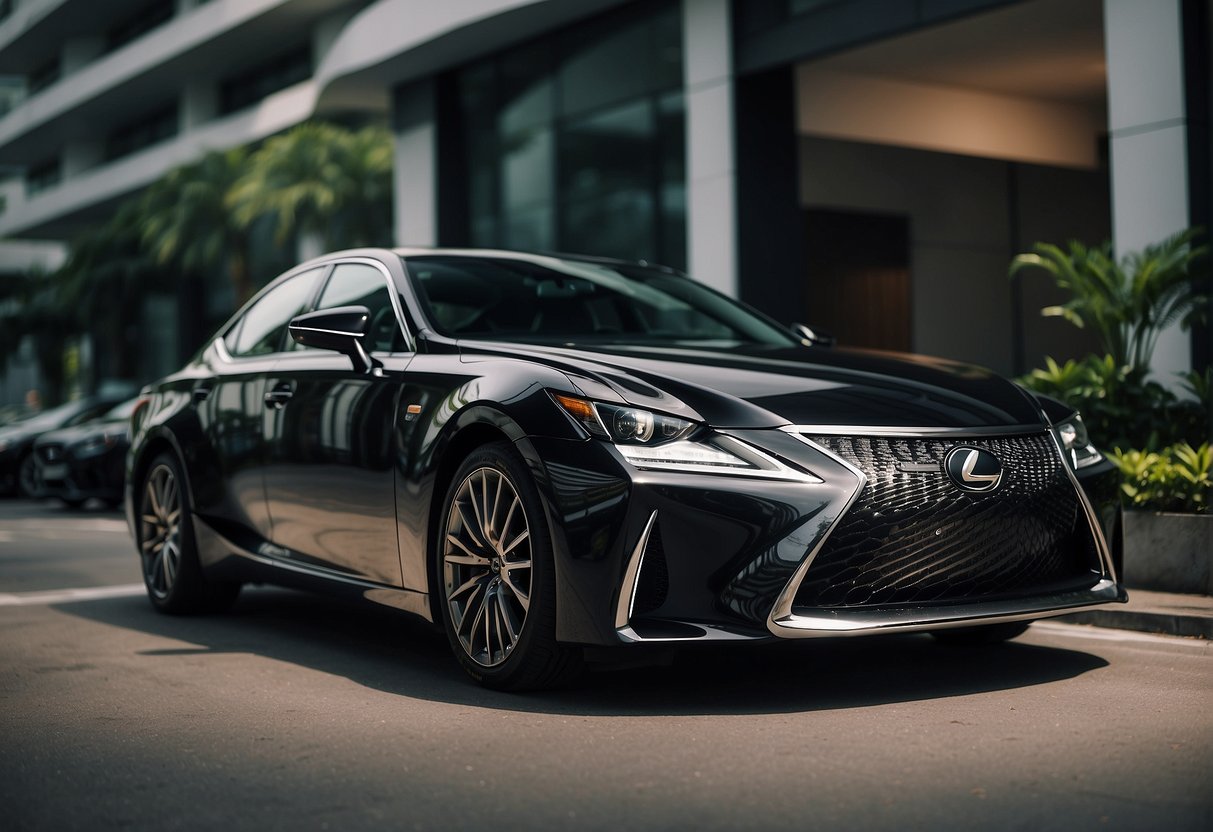 A sleek Lexus car receiving support and services at a promotional event in Singapore
