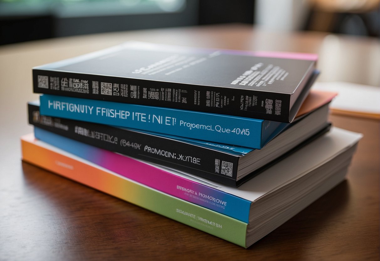 A stack of colorful "Frequently Asked Questions" brochures on a table, with the words "latex promotions singapore" prominently displayed