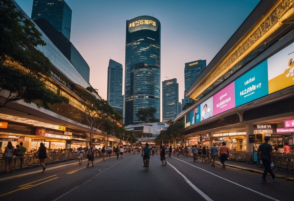The bustling streets of Singapore are adorned with vibrant banners and signs, promoting exclusive 2024 deals from The Real Real