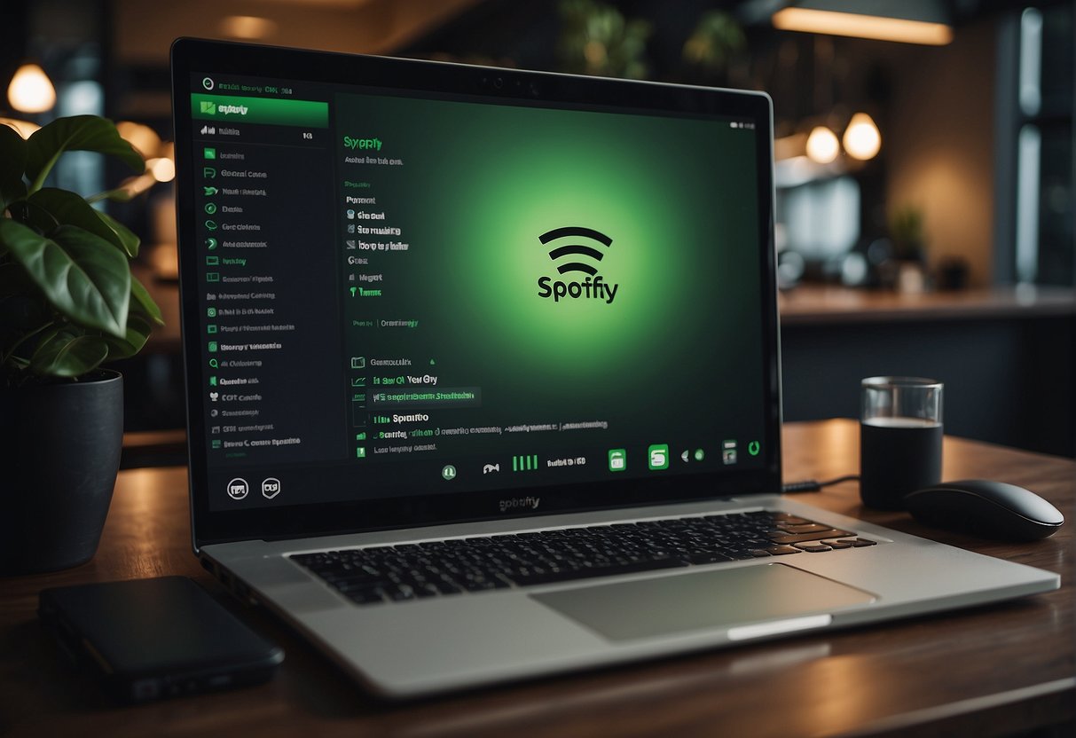 A computer screen with the Spotify logo and a list of frequently asked questions about promotions in Singapore