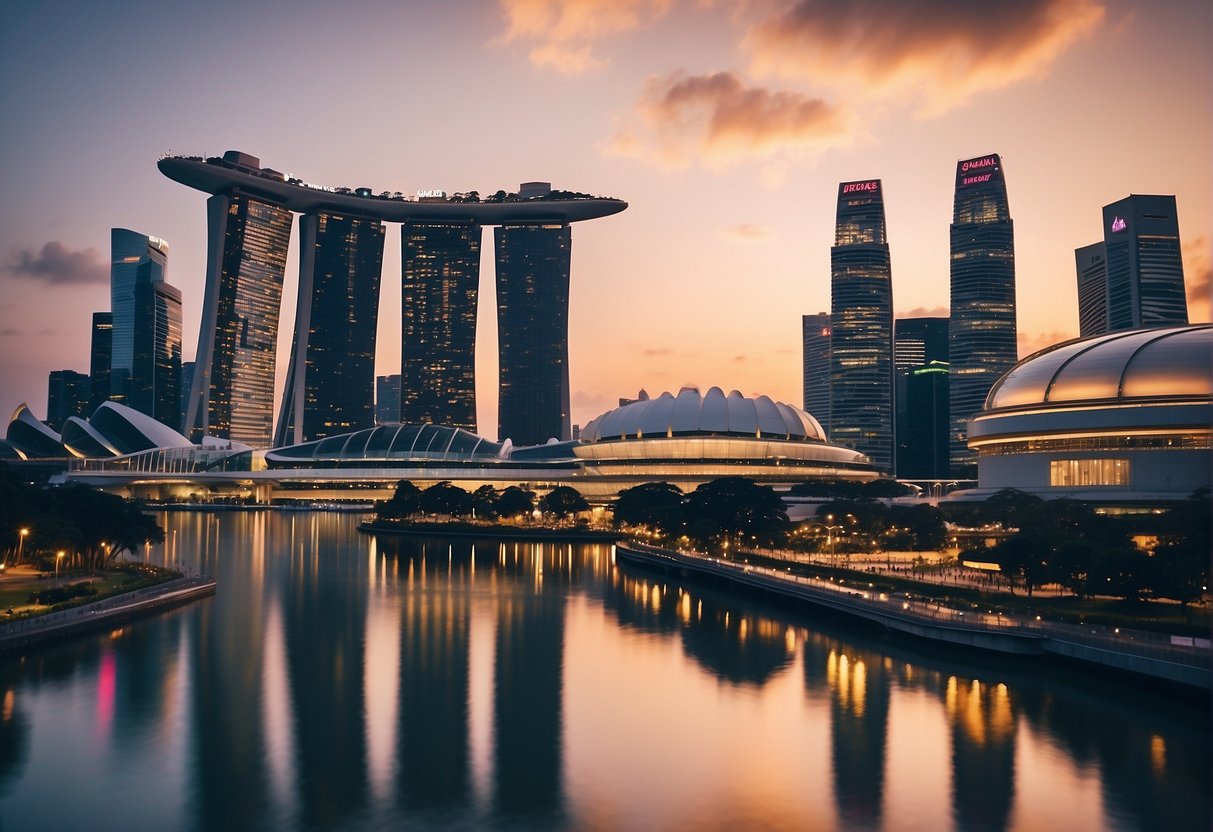 Vibrant cityscape with iconic Singapore skyline, featuring the Marina Bay Sands, Singapore Flyer, and bustling streets of Teka Promotions