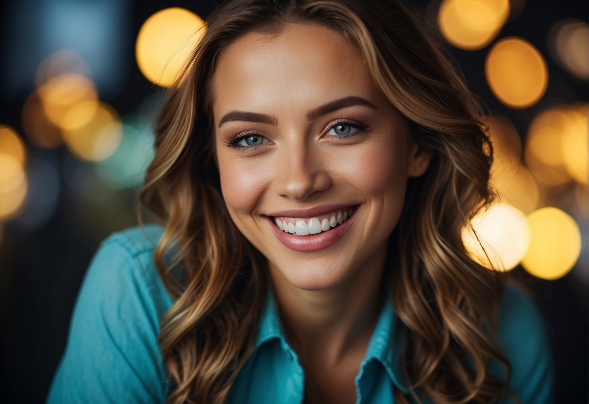 A bright, sparkling smile advertised with bold text and vibrant colors