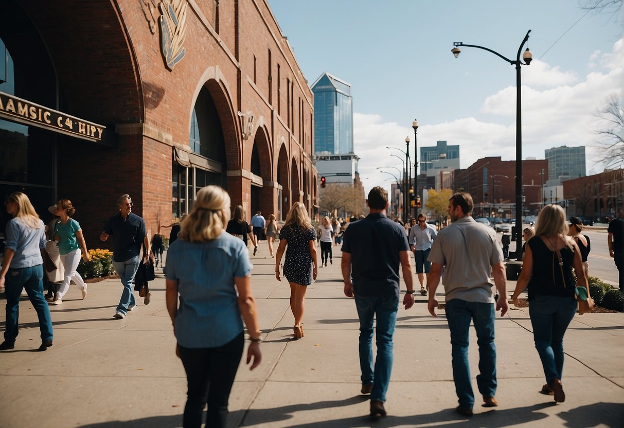 People walking through Nashville's music and history sites