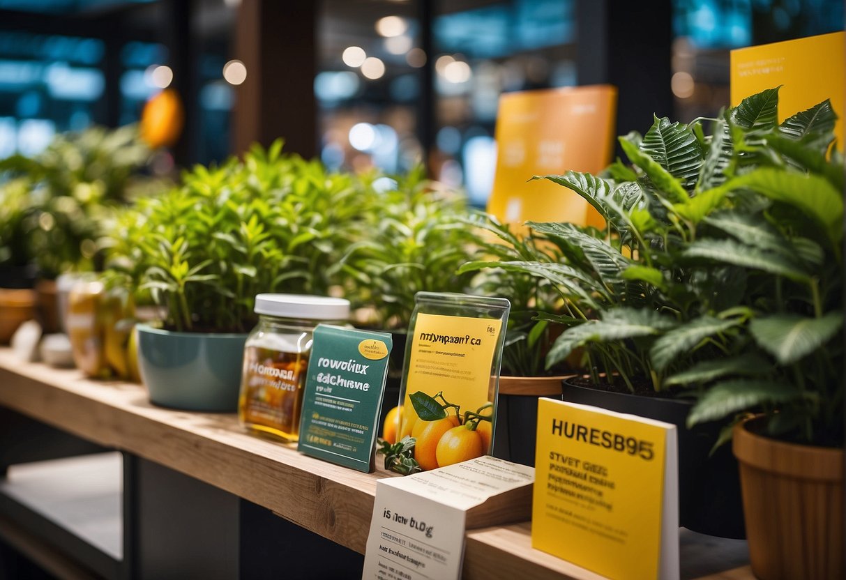 A vibrant display of Phyto promotions in Singapore, featuring bold colors and eye-catching signage
