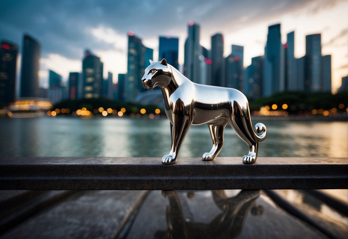 A sleek puma logo displayed prominently with a backdrop of iconic Singapore landmarks