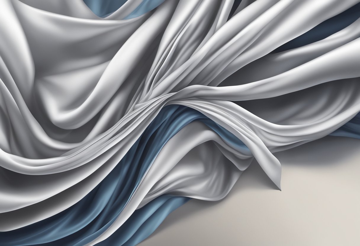 A flowing fabric billows in the wind, creating dynamic movement and intricate drapery folds
