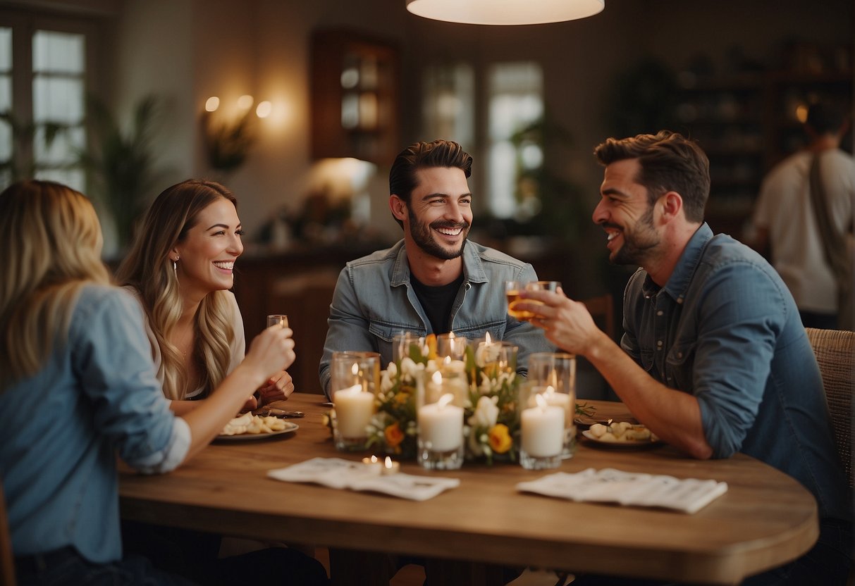 A group of friends gathers around a table, laughing and reminiscing as they create personalized keepsakes to commemorate a 25th birthday celebration