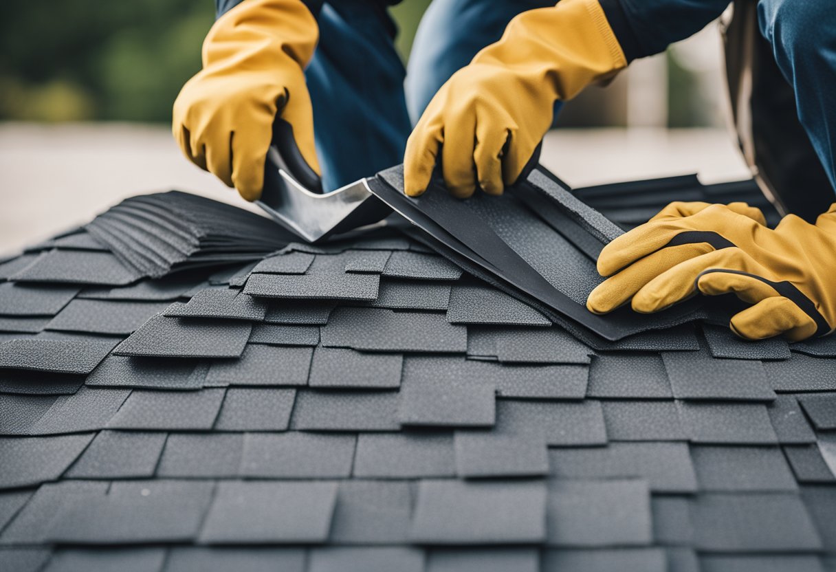 A roofer in Austin TX installing new shingles on a house