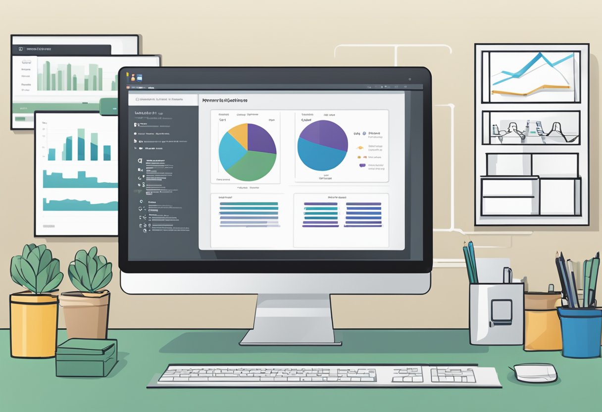 A computer screen displaying a PowerPoint slide with the "Print Outline" option selected, a printer in the background