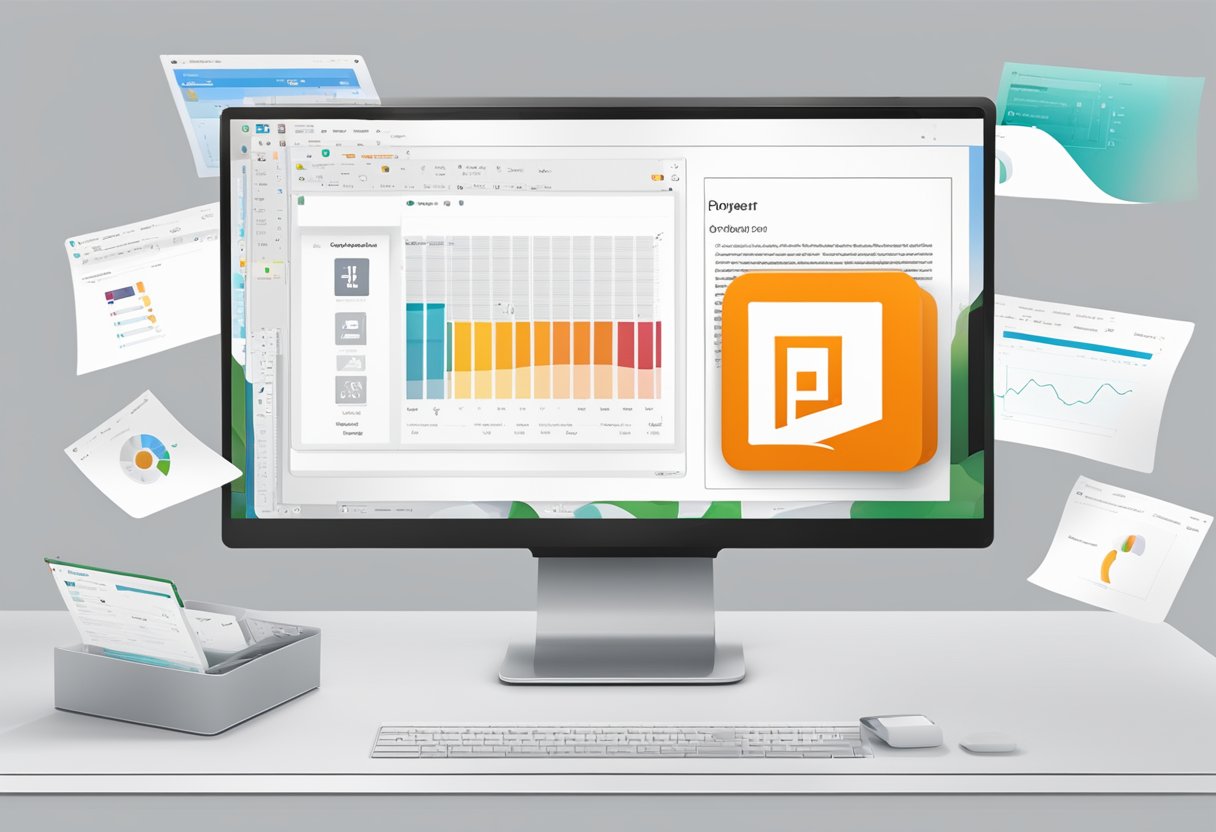 A computer screen with the PowerPoint application open. The cursor hovers over the "Layout" tab, and the user adjusts the margins using the on-screen sliders