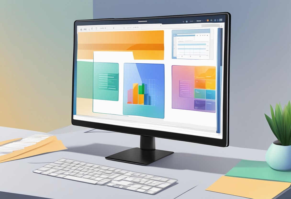 A computer screen with a PowerPoint slide open, showing the margin adjustment menu