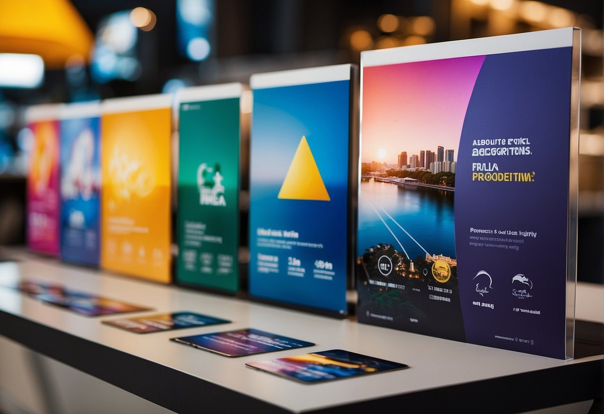 A bright and colorful display of promotional materials for Absolute Cycle promotions in Singapore