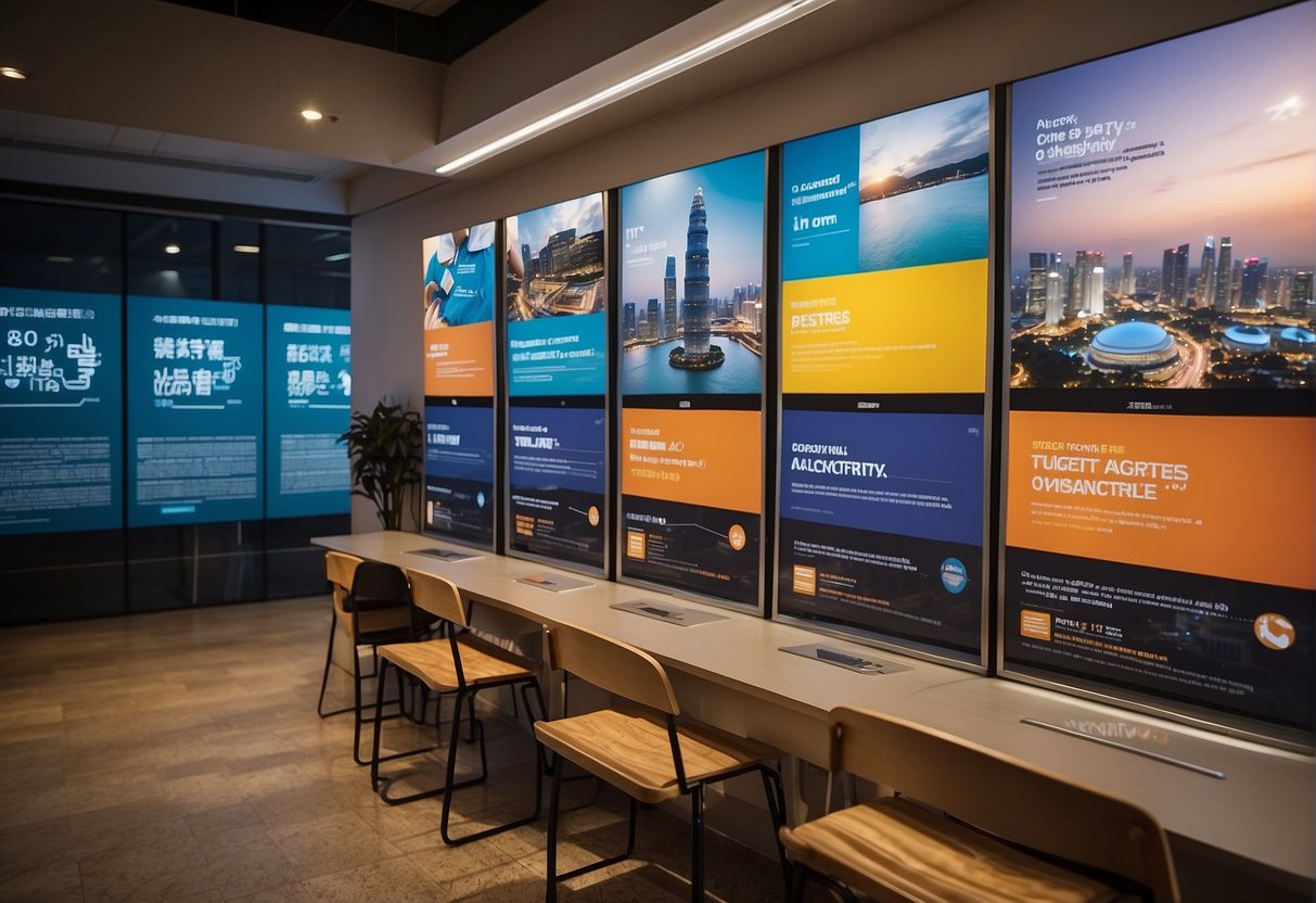 A classroom filled with vibrant posters and interactive displays promoting Absolute Cycle in Singapore