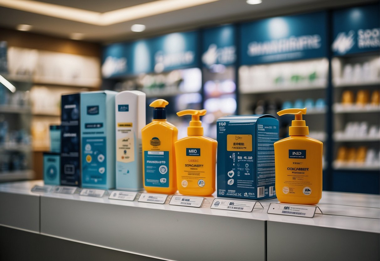 A display of sanitary ware products with promotional signage in a Singapore store