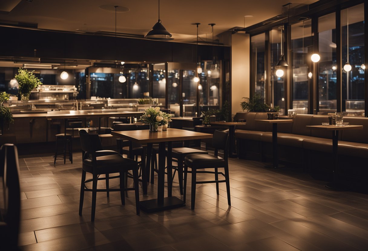 A clean restaurant at night, with mops and brooms in action. Apply now!