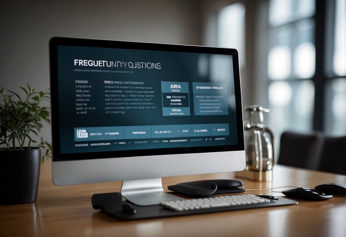 A computer screen displaying "Frequently Asked Questions" and "mytheresa promotions Singapore" with a cursor hovering over the options
