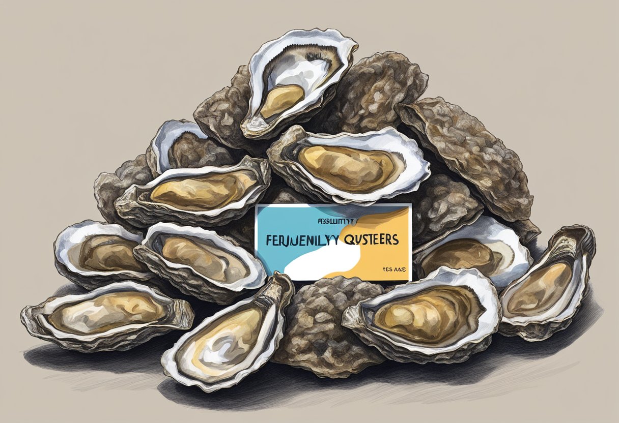 A pile of dried oysters, with a label that reads "Frequently Asked Questions" beside it