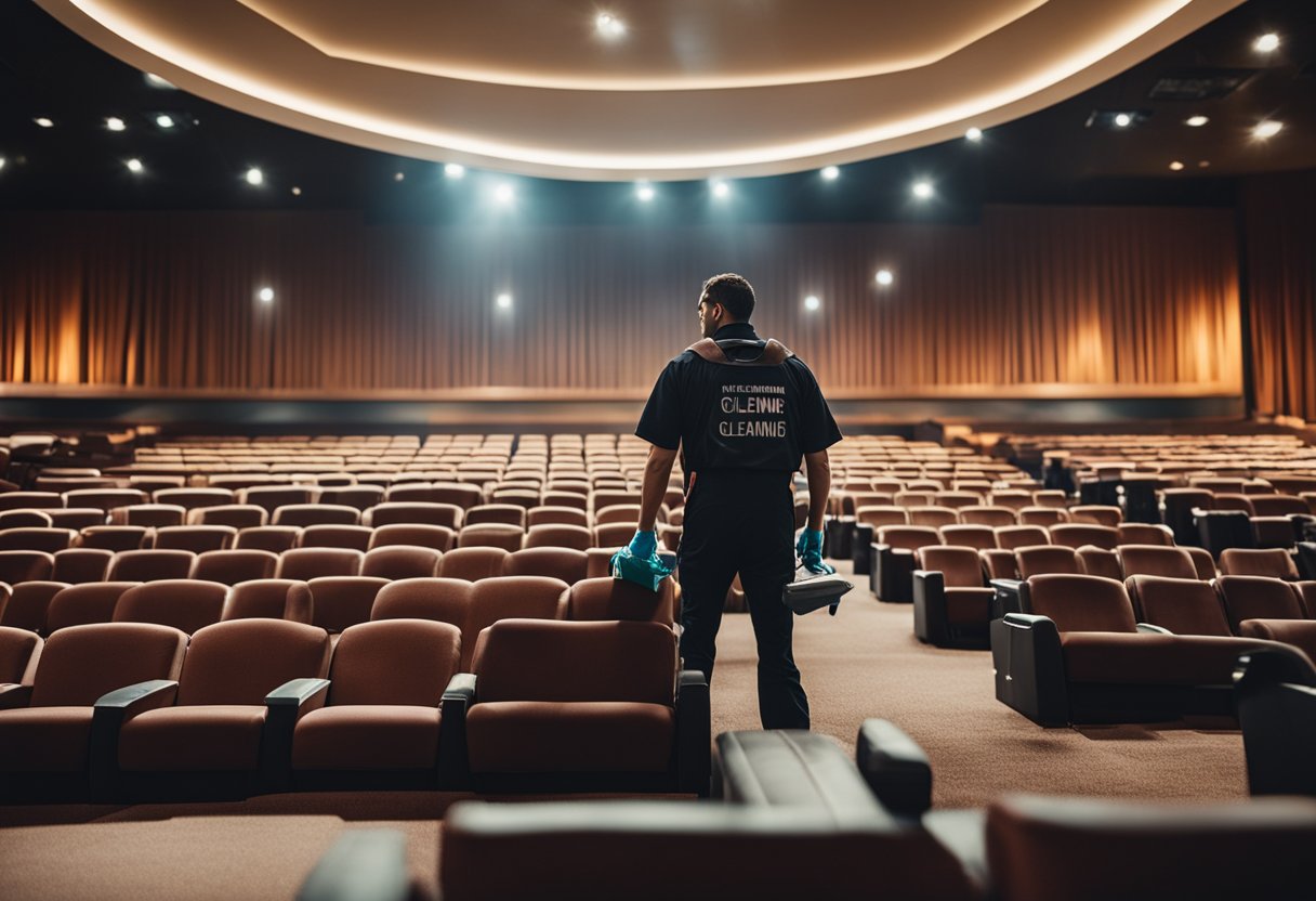 A cleaning operator works in a local cinema during the day. Job available, apply now!