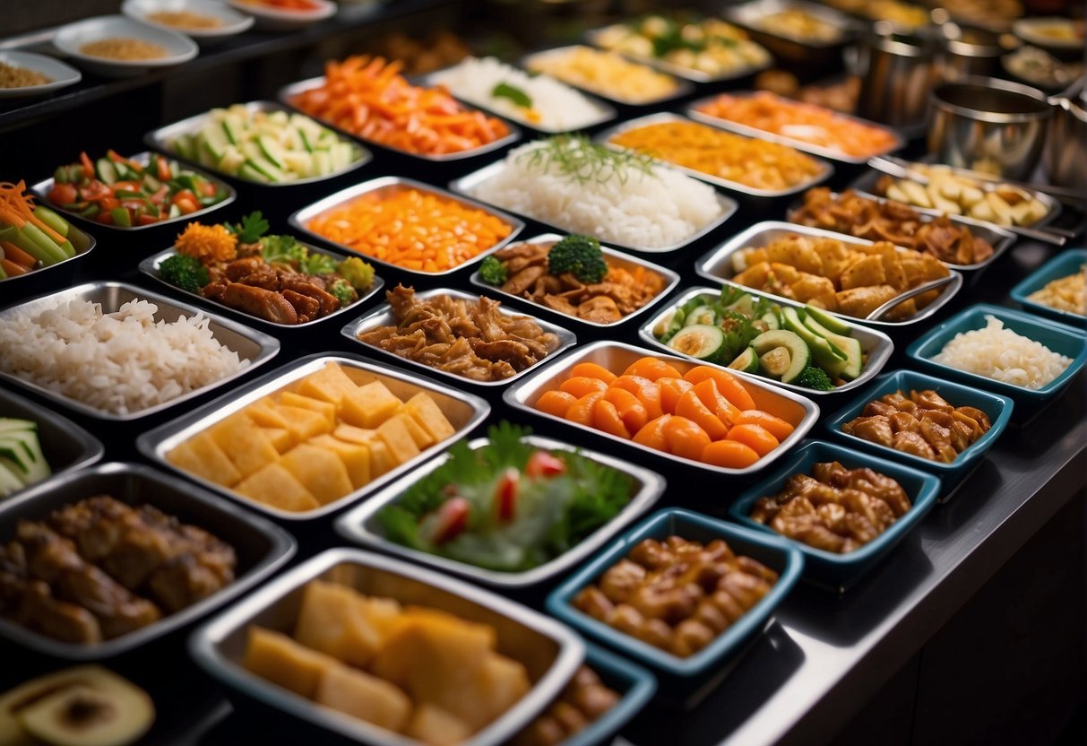 A colorful buffet spread at Yakimix promotions in Singapore, with a variety of fresh and grilled ingredients on display