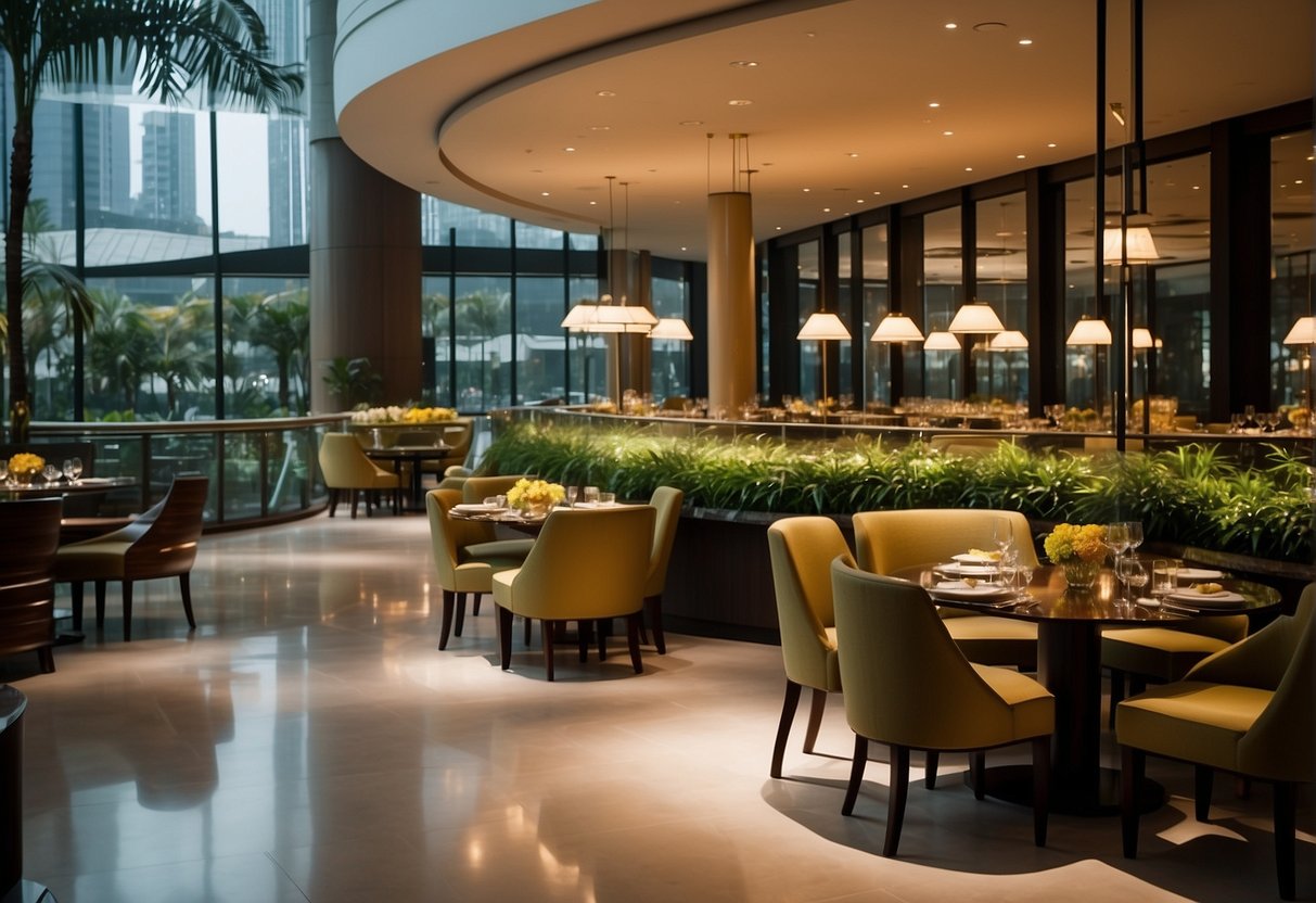 The Holiday Inn Singapore Orchard City Centre's window displays exclusive dining promotions with a view of the park