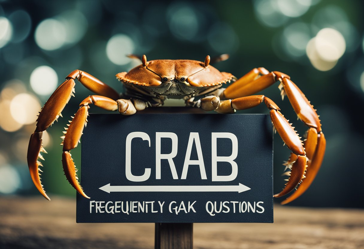 A crab's pincer clamps onto a "Frequently Asked Questions" sign