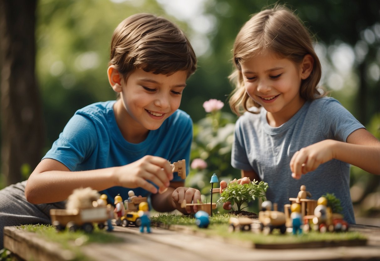 Children playing with toys, teenagers chatting and listening to music, adults exercising and gardening, seniors reading and doing puzzles