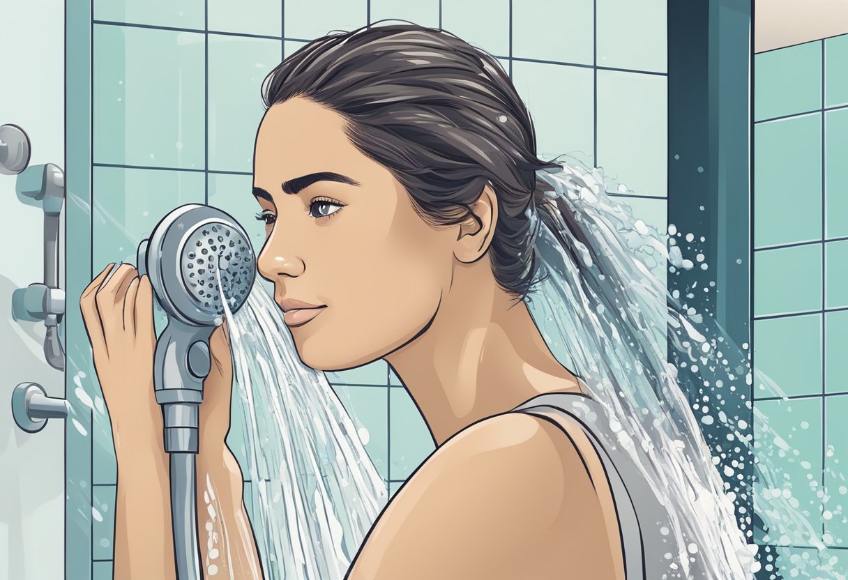 A person washing their hair in the shower