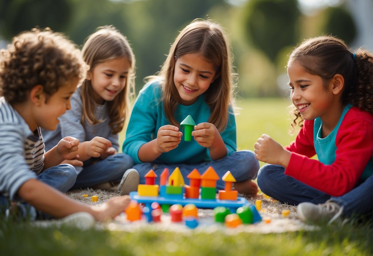 Children engaged in educational games, crafts, and outdoor activities in a vibrant and playful setting