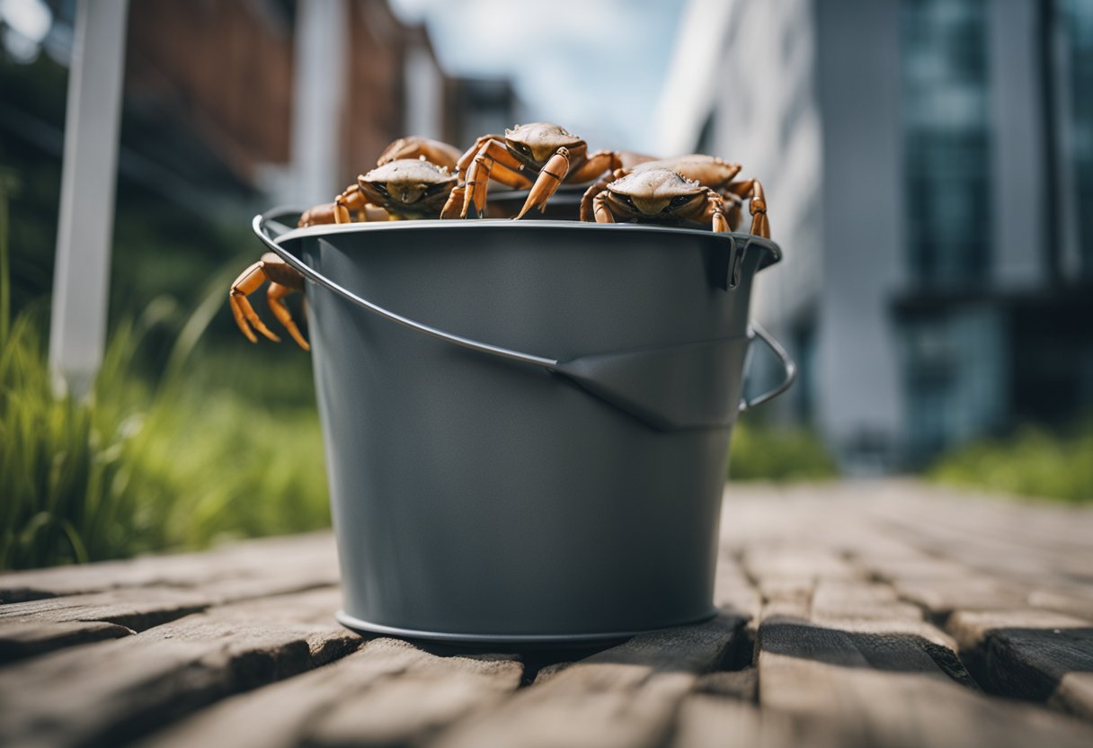 Crabs in a bucket pulling down the one trying to climb out