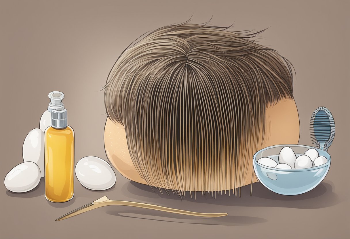 A comb pulls lice and eggs from hair, while a natural treatment sits nearby