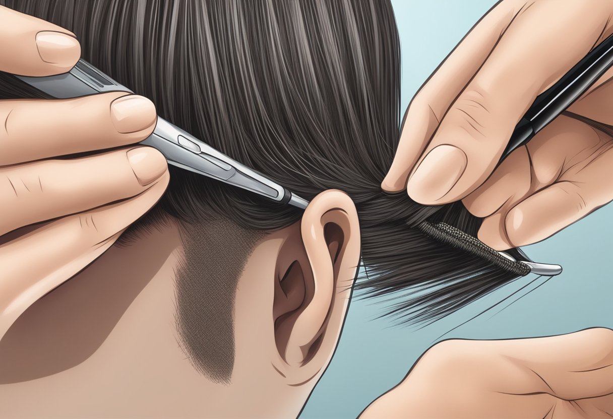 A professional lice removal specialist meticulously combing through hair, removing lice and nits with precision tools