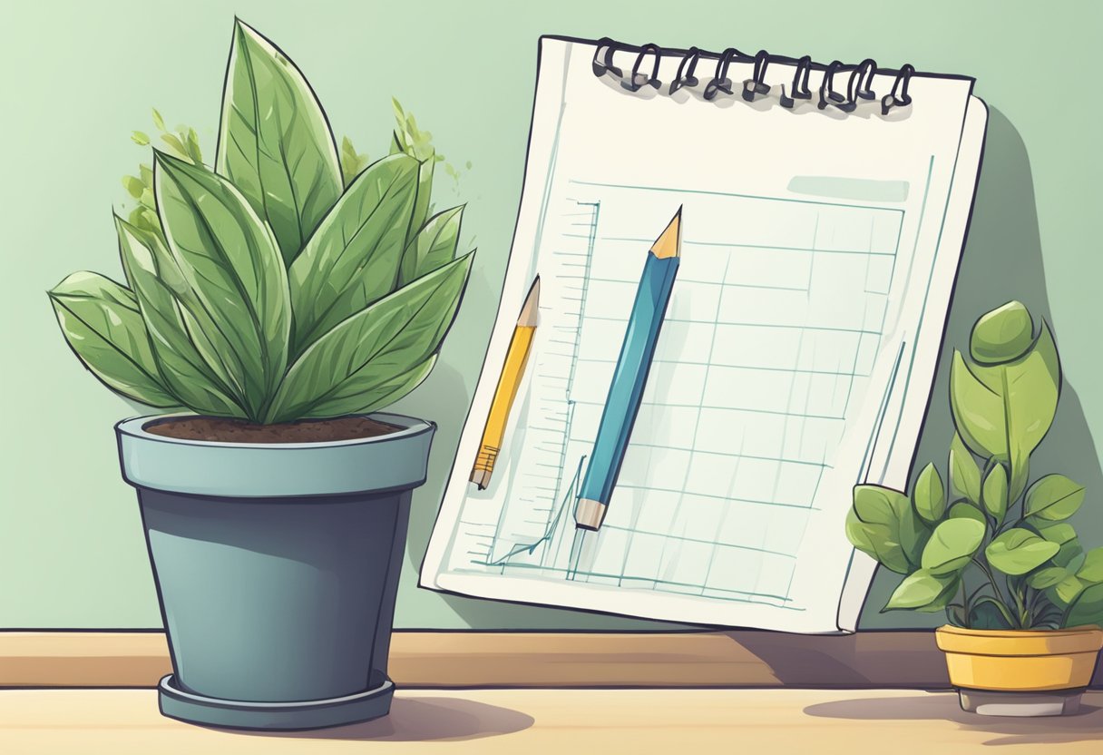 A ruler beside a potted plant, showing hair growth in centimeters over a month