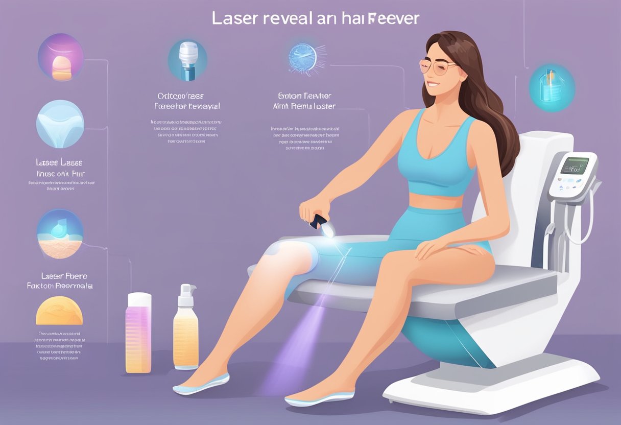 Various factors influence the cost of laser hair removal. An illustration could show a price list, a laser machine, and a person receiving the treatment