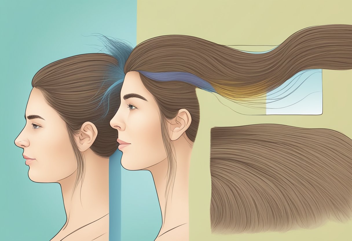 A diagram showing hair follicles shrinking due to hormonal changes