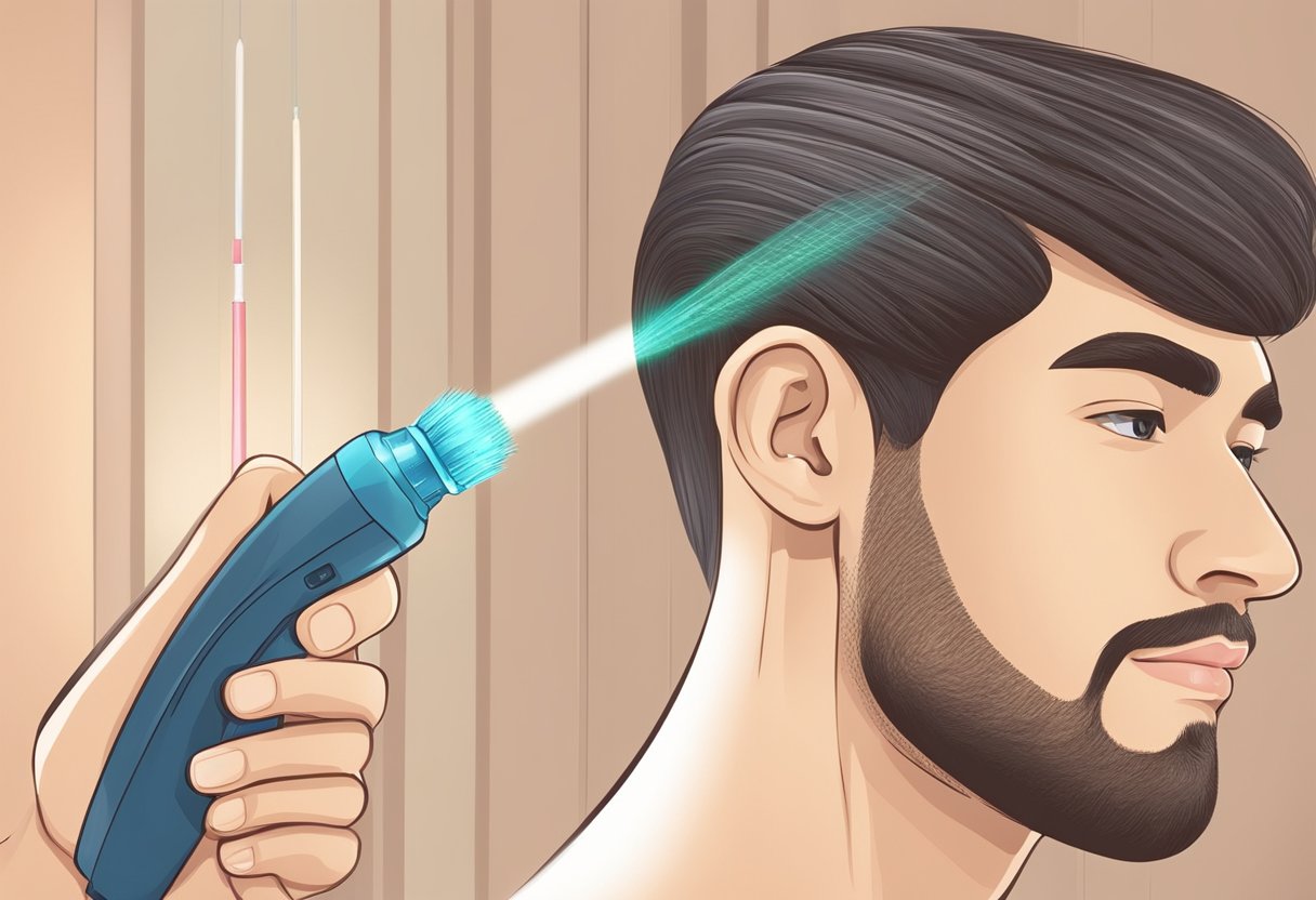 A laser beam targets hair follicles, while other methods include waxing and shaving