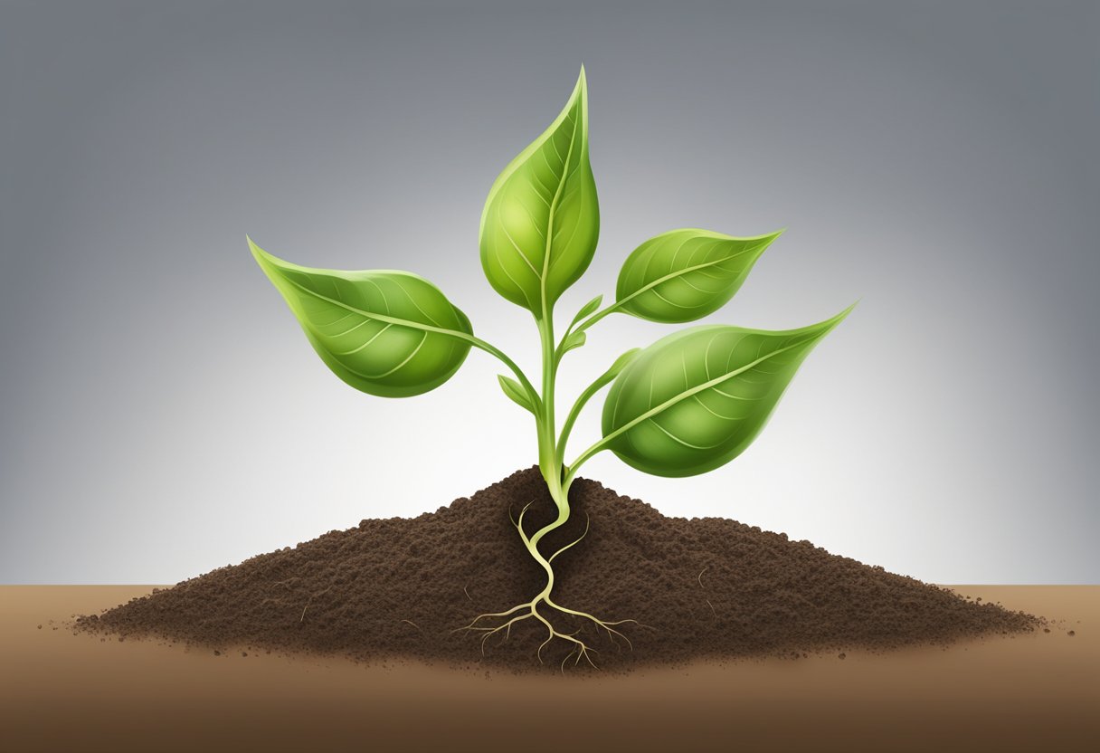 A plant sprouting from soil, growing taller and developing leaves, symbolizing the stages of hair growth