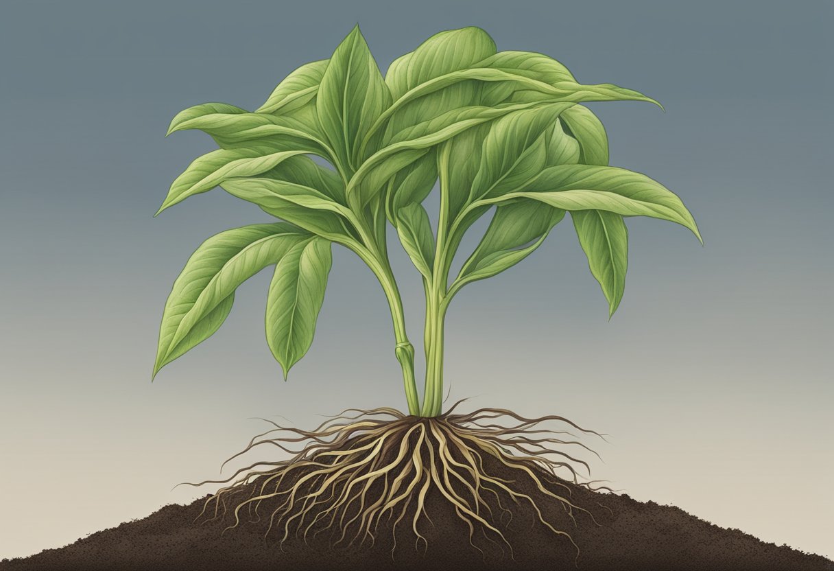 A plant growing from soil, with hair-like strands emerging and gradually lengthening over time