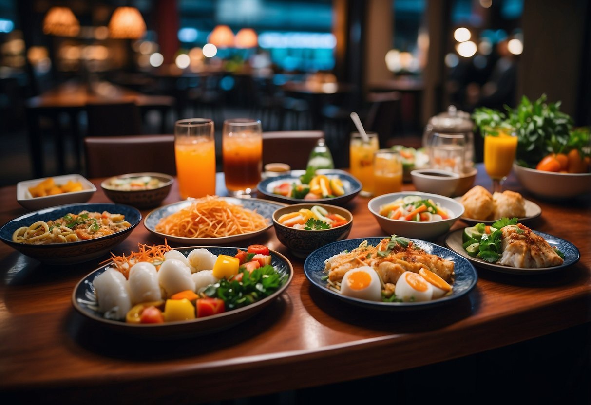 A table filled with colorful dishes and drinks, featuring the vibrant and authentic flavors of Saboten promotions in Singapore