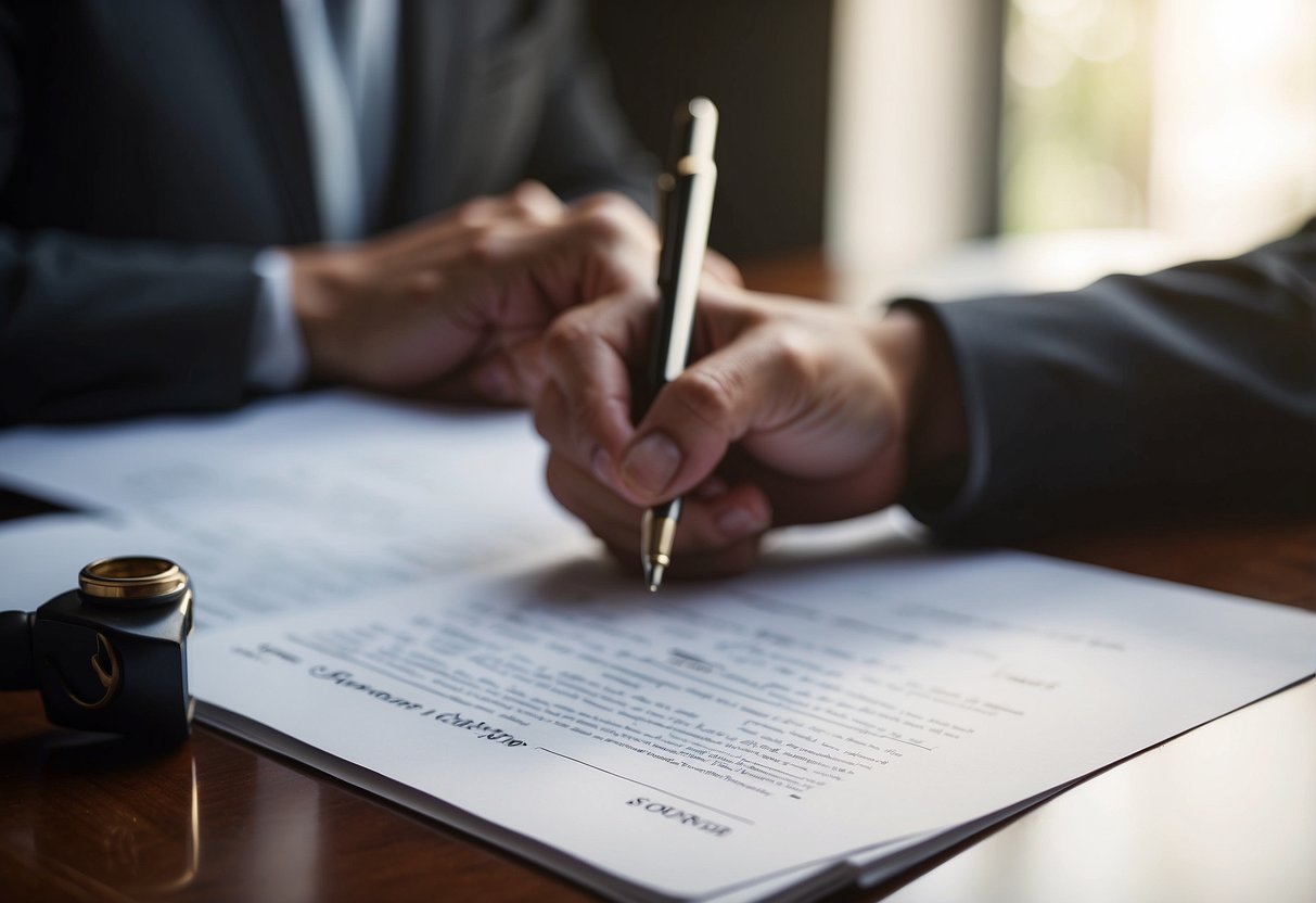 A person signing a legal document for a salary sacrifice home loan