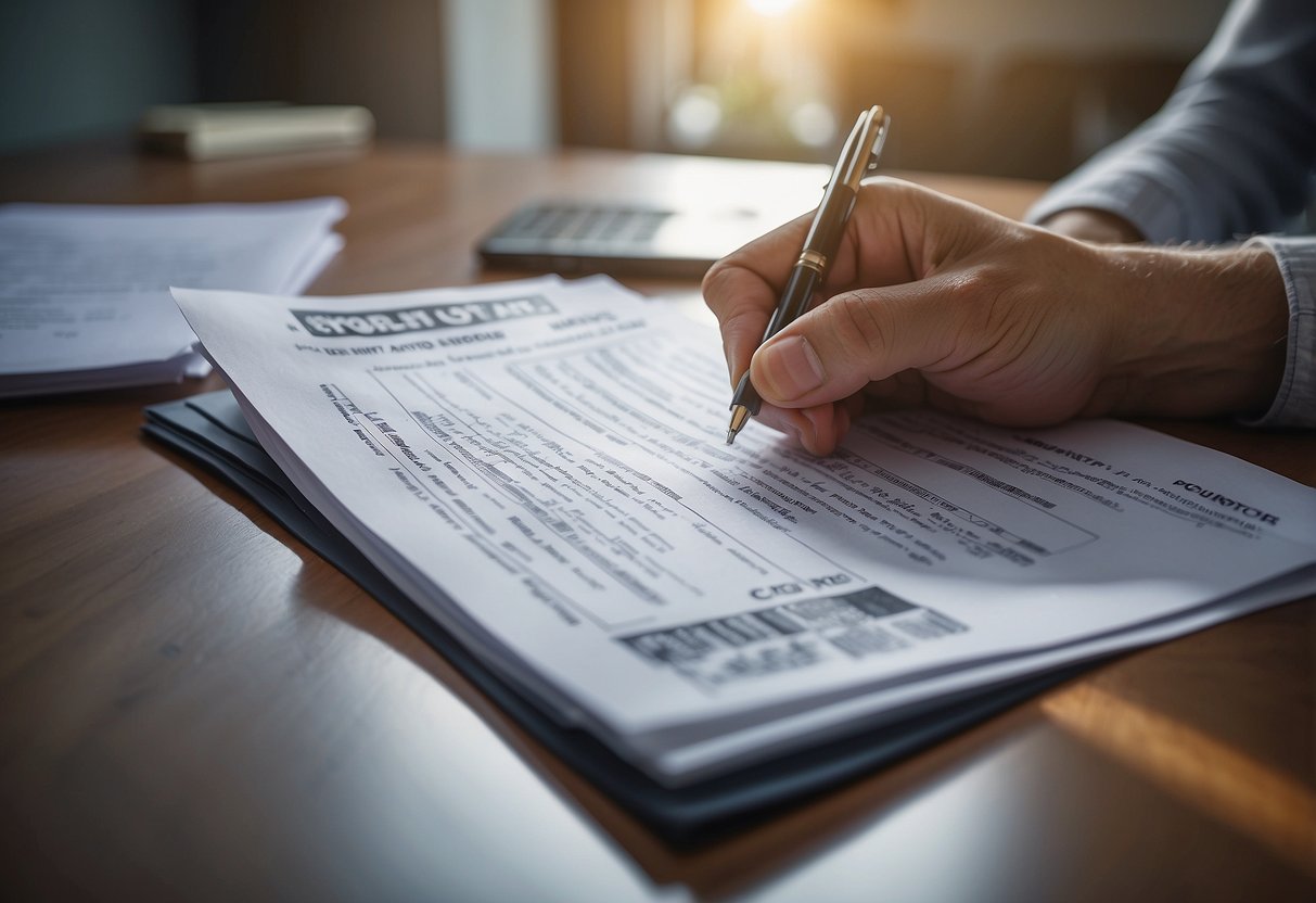 A contractor submits financial documents for a home loan, including income verification and eligibility proof