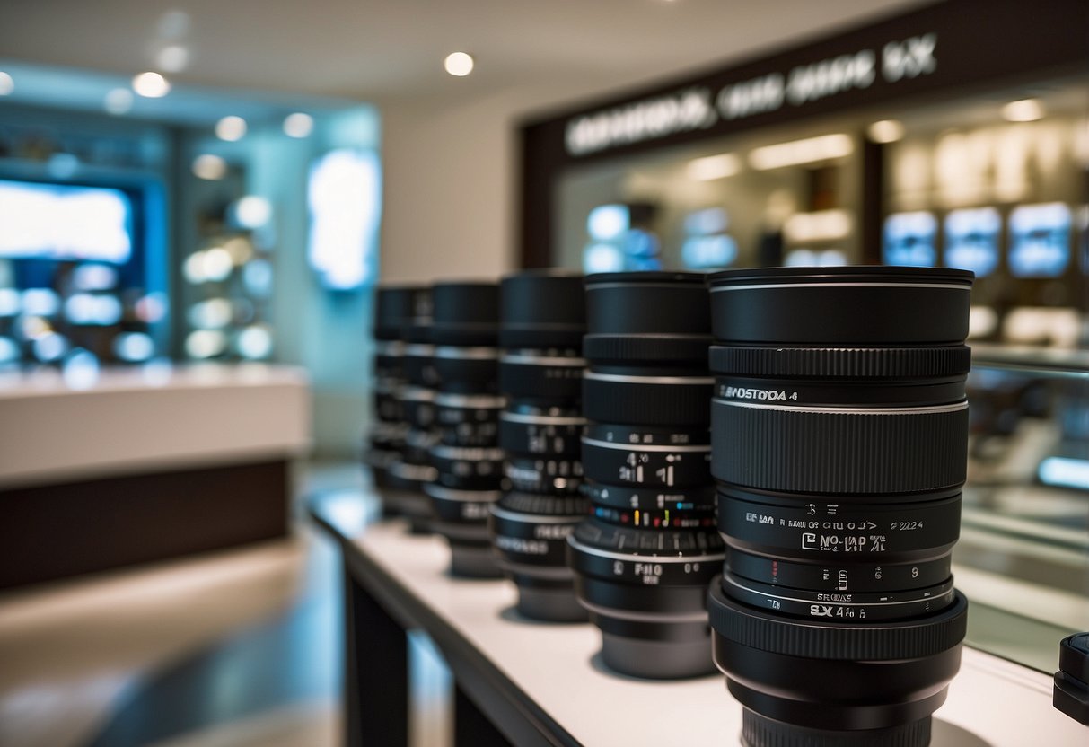 A display of Hoya lenses with "Exclusive 2024 Promotions" signage in a Singapore optical store