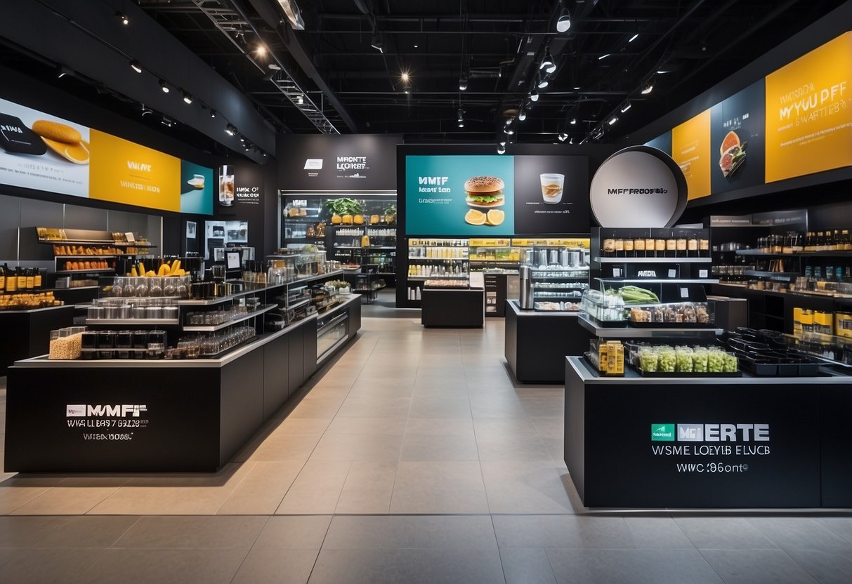 A vibrant display of WMF products with bold signage and attractive promotions
