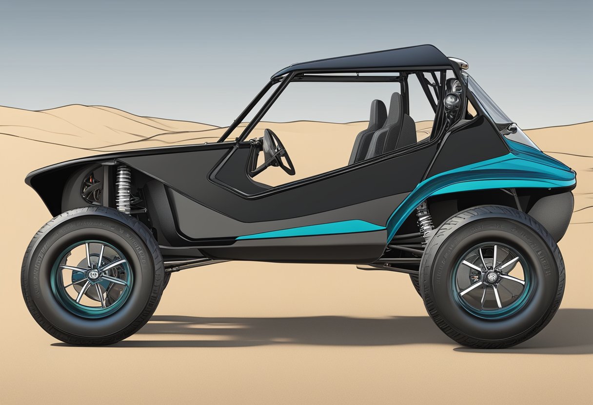 A Meyers Manx dune buggy is displayed with various financing options listed nearby