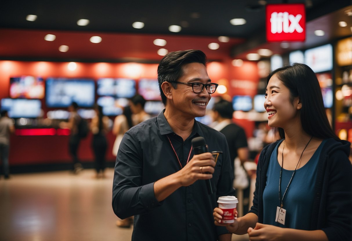 Customers interacting with iflix promotions in Singapore, providing feedback and engaging with activities