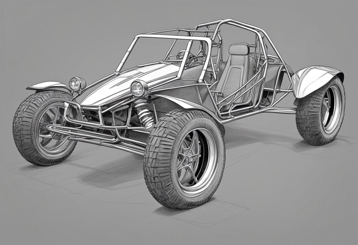 A sturdy metal frame takes shape, welded together with precision. Tubing bends and curves, creating the skeleton of a dune buggy ready for adventure