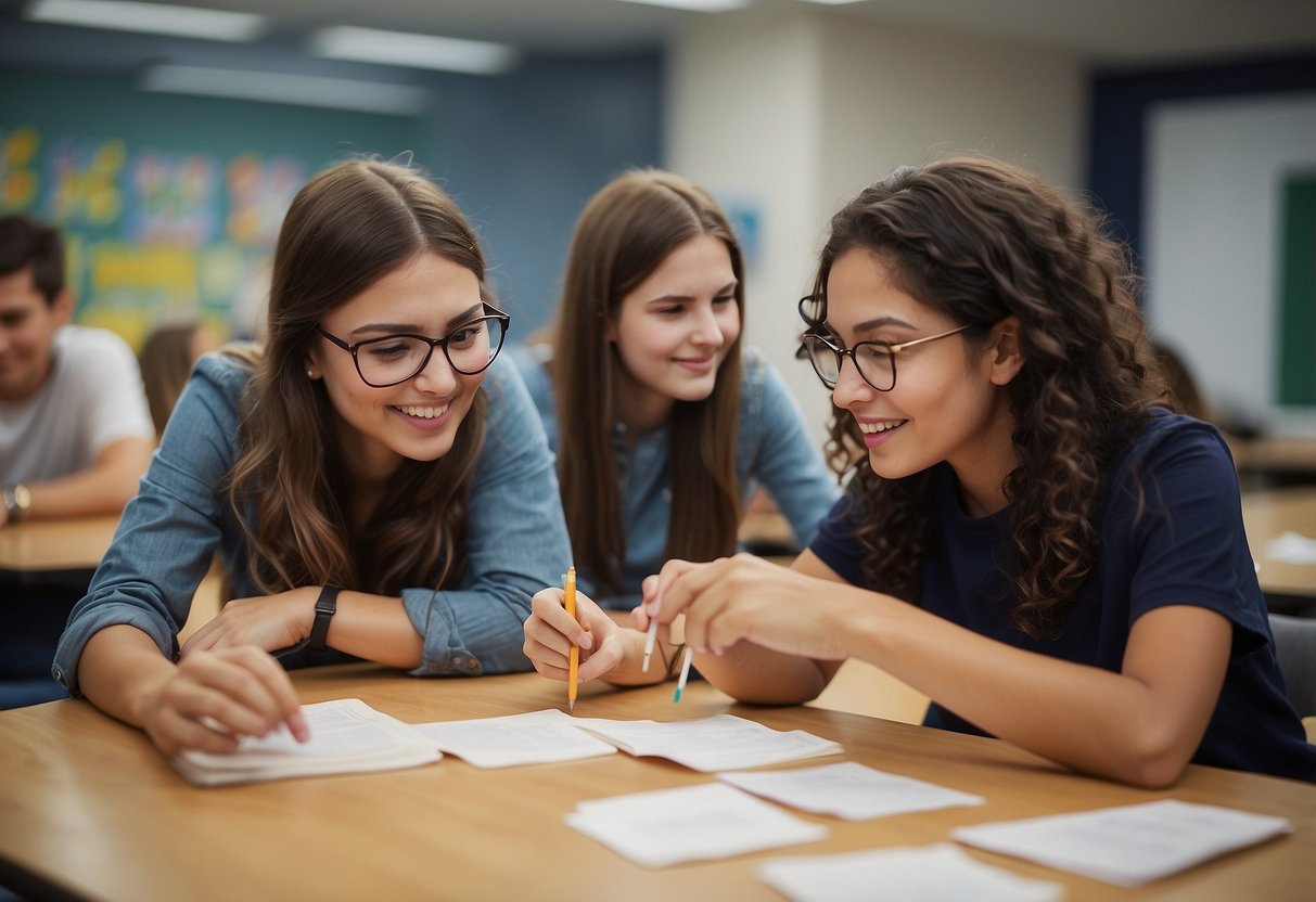 In the classroom, students engage in interactive learning and group activities, working together on projects and using educational materials