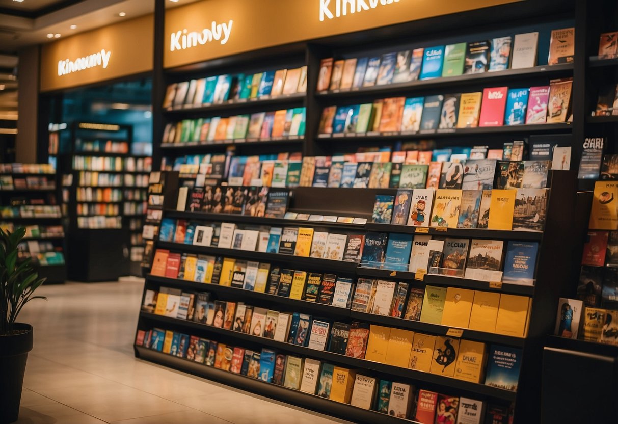 A colorful display of Kinokuniya Singapore promotions featuring books, stationery, and exclusive deals