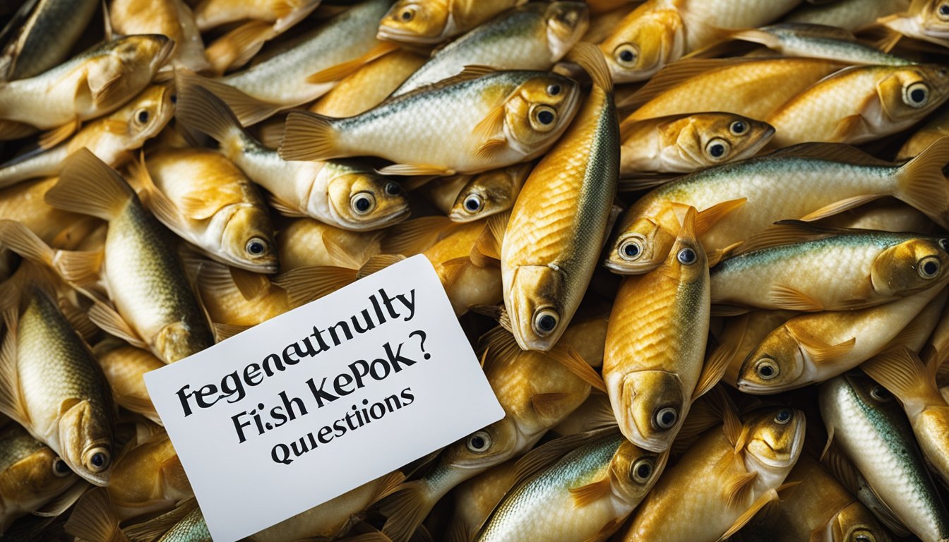 A pile of fish keropok with "Frequently Asked Questions" label